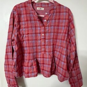 Natural Life Red and Purple Plaid Shirt